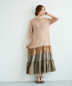 【SALE／20%OFF】le.coeur blanc TORRAZZO DONNAニットドッキングワンピース ルクールブラン ワンピース・ドレス その他のワンピース・ドレス ベージュ ブラック【送料無料】