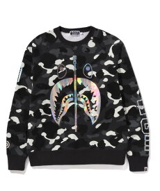 A BATHING APE CITY CAMO SHARK CREWNECK ア ベイシング エイプ トップス スウェット・トレーナー ブラック グレー【送料無料】