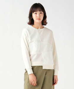 BEAMS HEART WOMEN ���[�X*�v�����g �p�b�`���[�N �X�E�F�b�g �r�[���X �n�[�g �g�b�v�X �X�E�F�b�g�E�g���[�i�[ �u���b�N �z���C�g �O���[���y���������z