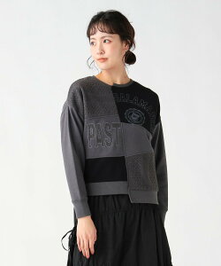 BEAMS HEART WOMEN ���[�X*�v�����g �p�b�`���[�N �X�E�F�b�g �r�[���X �n�[�g �g�b�v�X �X�E�F�b�g�E�g���[�i�[ �u���b�N �z���C�g �O���[���y���������z
