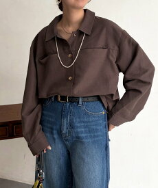 【SALE／58%OFF】Chez toi ショート丈シャツジャケット シェトワ ジャケット・アウター テーラードジャケット・ブレザー ブラウン グリーン ベージュ