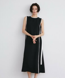 【SALE／20%OFF】INED ダブルジョーゼットバイカラーワンピース イネド ワンピース・ドレス ワンピース ブラック ベージュ【送料無料】