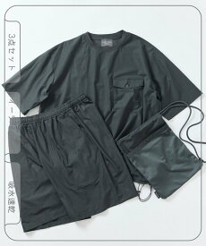 【SALE／10%OFF】FREAK'S STORE SOLOTEX パッカブル ショートスリーブ トラベルセットアップ ミニバッグ付き フリークスストア トップス カットソー・Tシャツ グリーン ブラック グレー ブラウン ネイビー【送料無料】