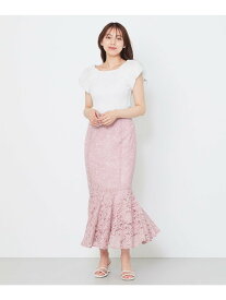 【SALE／50%OFF】Feroux 【セットアイテム】リブ ニット * レース スカート フェルゥ ワンピース・ドレス その他のワンピース・ドレス ベージュ ピンク ネイビー【送料無料】