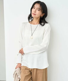 UNFILO サテン レイヤードブラウス アンフィーロ トップス シャツ・ブラウス グレー ベージュ ホワイト ブルー【送料無料】