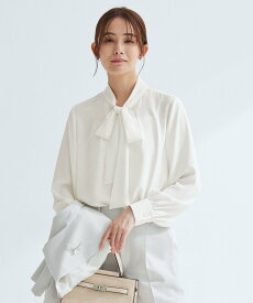 UNITED ARROWS green label relaxing トロミ ボウタイ ブラウス マシンウォッシャブル ユナイテッドアローズ グリーンレーベルリラクシング トップス シャツ・ブラウス ホワイト【送料無料】