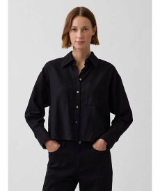 GAP (W)コットンリネン オーバーサイズシャツ ギャップ トップス シャツ・ブラウス ホワイト ベージュ ブルー ブラック【送料無料】