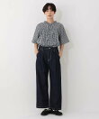 フリルカラーブラウス チェック