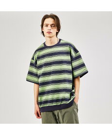 ABAHOUSE LASTWORD マルチボーダースウェット半袖シャツ / 6分袖/ ユニセックス アバハウス トップス カットソー・Tシャツ グリーン オレンジ ホワイト【送料無料】