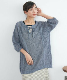 RETRO GIRL 2WAYメッシュNTPO レトロガール トップス ニット ブルー ホワイト イエロー