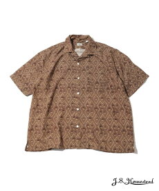 JOURNAL STANDARD 【J.S.Homestead】FOLK CRAFT PRINT OPEN SHIRT S/S ジャーナル スタンダード トップス シャツ・ブラウス ブラック ベージュ ブルー【送料無料】