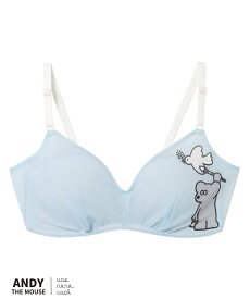 【SALE／40%OFF】une nana cool 累計販売枚数120万枚 【ノンワイヤーブラ】MADE WITH ねずみのANDY 364シンプル ウンナナクール インナー・ルームウェア ブラジャー ホワイト ブルー