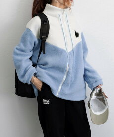 【SALE／30%OFF】miniministore スタンドカラーボアジャケット バイカラー ミニミニストア ジャケット・アウター その他のジャケット・アウター ブルー ピンク