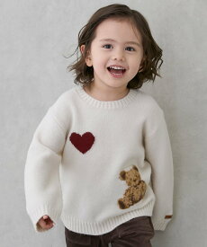 【SALE／10%OFF】petit main 【フワもちっと】くまニットプルオーバー ナルミヤオンライン トップス ニット グレー ネイビー ホワイト