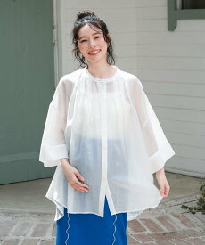 【SALE／50%OFF】LEPSIM 【産前・産後対応】マタニティ/シアーバンドカラーブラウス レプシィム マタニティウェア・ベビー用品 マタニティトップス ホワイト