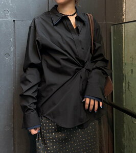 LE CIEL BLEU �_�u���J���[&�J�t�V���c / Double Collar & Cuff Shirt ���V�F���u���[ �g�b�v�X �V���c�E�u���E�X �u���b�N �z���C�g �x�[�W�� �s���N�y���������z