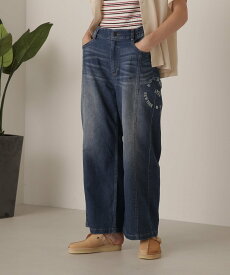 AVIREX CIRCLE STENCIL PRINT WIDE DENIM PANTS アヴィレックス パンツ ジーンズ・デニムパンツ ブルー ホワイト【送料無料】