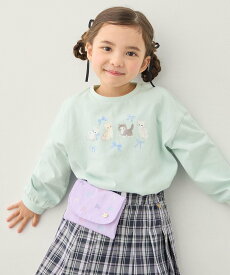 ANY KIDS 総柄刺繍移動ポケット エニィ バッグ ショルダーバッグ ネイビー パープル