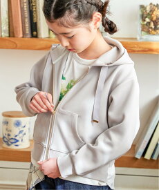 【SALE／40%OFF】ikka 【親子コーデ】ダンボール裾レイヤージップパーカー(120~160cm) イッカ トップス カットソー・Tシャツ グレー ベージュ