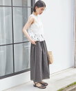 【実力派ベーシック】<接触冷感/UVカット/吸水速乾/洗濯機可能>SUUSUU ギャザー フレア ワイドパンツ