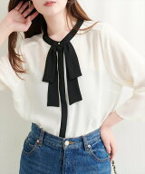 【SALE／50%OFF】natural couture フレアカフス袖リボンボウタイブラウス ナチュラルクチュール トップス…