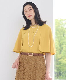 【SALE／30%OFF】自由区 L 【洗える】バックサテンジョーゼット ブラウス ジユウク トップス シャツ・ブラウス ネイビー ベージュ イエロー【送料無料】