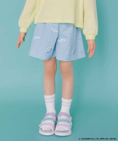 ANY KIDS 【シナモロール×ANY KIDS】刺繍 ギンガムキュロット エニィ パンツ キュロット ブラック ブルー【送料無料】