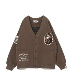 A BATHING APE COLLEGE BADGES SWEAT CARDIGAN M ア ベイシング エイプ トップス カーディガン ブラウン グレー【送料無料】