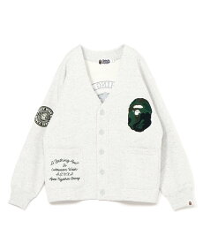 A BATHING APE COLLEGE BADGES SWEAT CARDIGAN M ア ベイシング エイプ トップス カーディガン ブラウン グレー【送料無料】