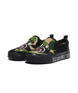 A BATHING APE ABC CAMO SHARK PATCH SLIP ON ア ベイシング エイプ シューズ・靴 スリッポン ブルー グリーン【送料無料】