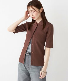 SHIPS Colors SHIPS Colors:＜手洗い可能＞リブ ショートスリーブ ニット ポロ シップス トップス ニット ベージュ ブラウン ネイビー【送料無料】