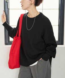 【SALE／25%OFF】FREAK'S STORE 片畦 ラウンド コットン プルオーバー ニット【限定展開】 25AW フリークスストア トップス ニット ブラック ピンク ブラウン ベージュ グリーン