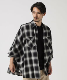 B'2nd MINEDENIM(マインデニム)Ombre Check Square Big Western SH ビーセカンド トップス シャツ・ブラウス ブラック ホワイト【送料無料】