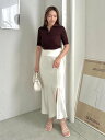 【SALE／50%OFF】FRAY I.D スリットサテンナロースカート フレイ アイディー スカート ロング・マキシスカート ピンク ネイビー ブルー ホワイト【送料無料】