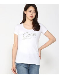 【SALE／60%OFF】GUESS (W)Bryanna Logo Tee ゲス トップス カットソー・Tシャツ ブラック ホワイト