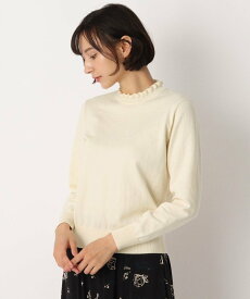 【SALE／40%OFF】LAURA ASHLEY 【洗える】フリルハイネックコットン混プルオーバー ローラ アシュレイ トップス ニット ホワイト グレー ブラック グリーン イエロー ピンク ブルー ネイビー【送料無料】