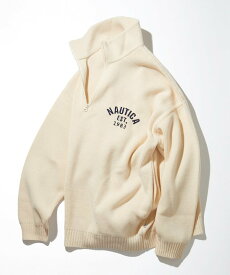 【SALE／30%OFF】NAUTICA Felt Patch Arch Logo Harfzip Sweater フリークスストア トップス ニット ホワイト グレー ブラック ネイビー【送料無料】