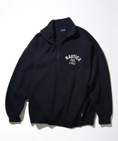 【SALE／30%OFF】NAUTICA Felt Patch Arch Logo Harfzip Sweater フリークスストア トップス ニット ホワイト グレー ブラック ネイビー【送料無料】