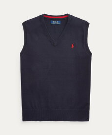 POLO RALPH LAUREN (ボーイズ 8才~20才)コットン Vネック セーター ベスト ラルフローレン トップス ニット ブルー【送料無料】