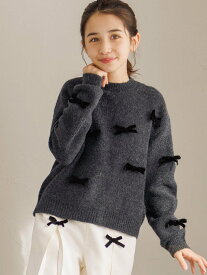 coca キッズ リボンニットトップス コカ トップス ニット ブルー グレー