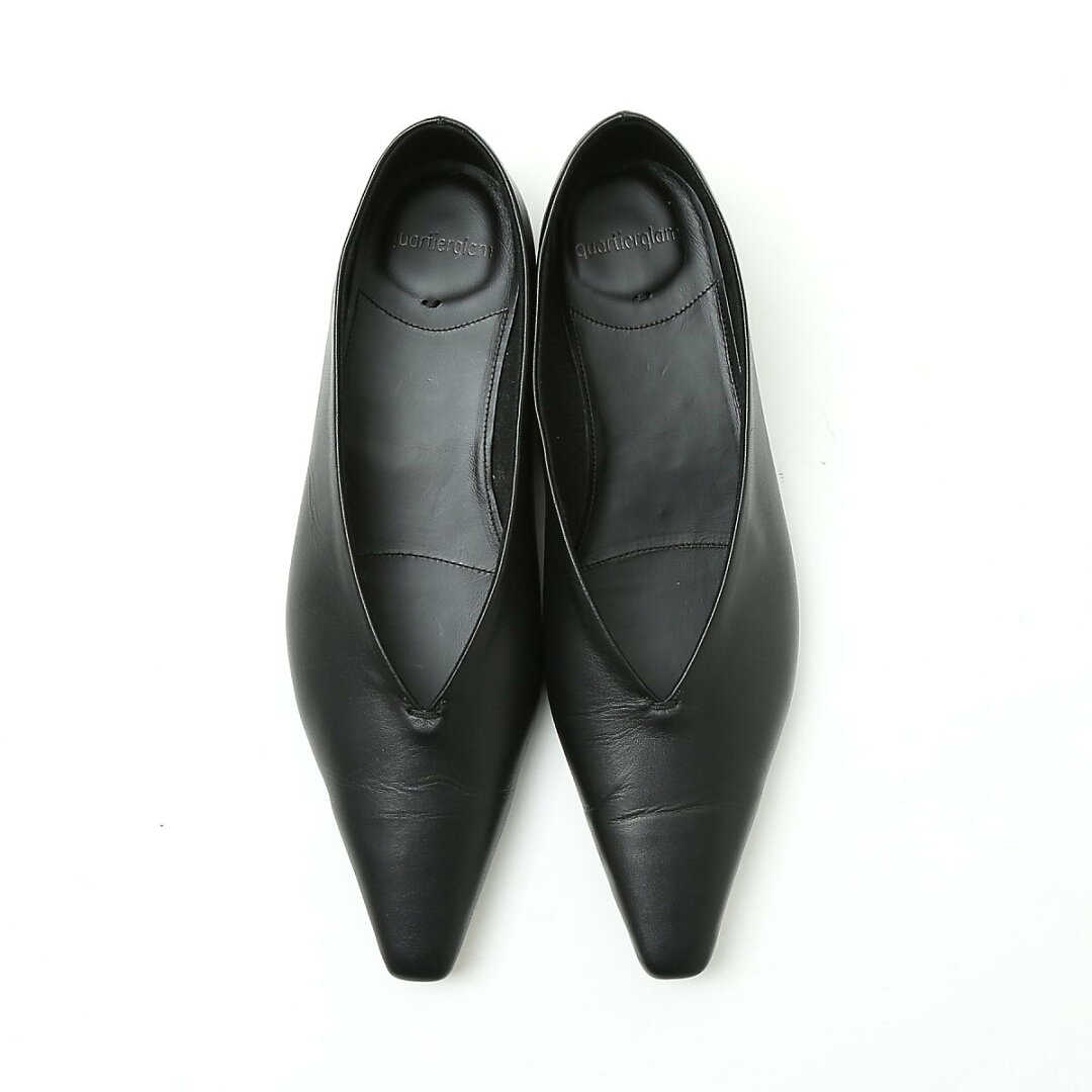 【SALE/20%OFF】qualite 【quartierglam】 Vカットパンプス カリテ シューズ・靴 パンプス ピンク ブラック【送料無料】 - メイン画像 4