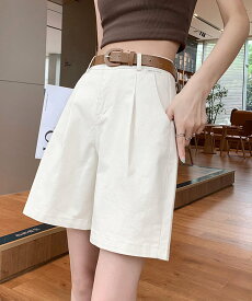 【SALE／39%OFF】miniministore ベルト付きショートパンツ タック入り夏服 ミニミニストア パンツ その他のパンツ ブラック ホワイト カーキグリーン