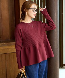 FREAK'S STORE ウォッシャブル ペプラム ニット プルオーバー【限定展開】 25AW フリークスストア トップス ニット ベージュ ブラック ブラウン レッド ネイビー【送料無料】