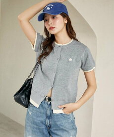 MARY QUANT MARY QUANT×PUBLUX レイヤード風 ショートスリーブ ニット カーディガン 限定展開 フリークスストア トップス カーディガン ネイビー ブラウン ブラック グレー【送料無料】