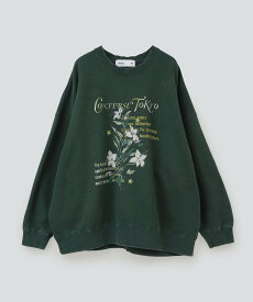 CONVERSE TOKYO LILY FLOWER PRINT PIGMENT DYE SWEAT コンバーストウキョウ トップス スウェット・トレーナー ブラック ブルー グリーン【送料無料】