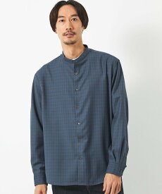 【SALE／30%OFF】UNITED ARROWS green label relaxing ウォッシャブル ビエラ チェック バンドカラー シャツ -防シワ- ユナイテッドアローズ アウトレット トップス シャツ・ブラウス ブルー ホワイト グリーン【送料無料】