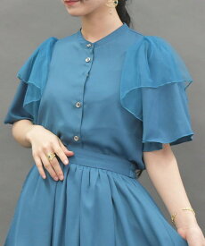 【SALE／40%OFF】axes femme POETIQUE フリル袖半袖ブラウス アクシーズファム トップス シャツ・ブラウス ホワイト