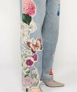 花柄プリントデニムパンツ