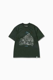 and wander 槍ヶ岳コラボT(山頂柄) アンドワンダー トップス カットソー・Tシャツ ネイビー イエロー グリーン【送料無料】