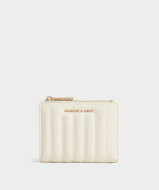CHARLES & KEITH Donna ドンナ クリンクルエフェクトパネルトップジップウォレット チャールズアンドキース 財布・ポーチ・ケース 財布 ベージュ ブラック【送料無料】
